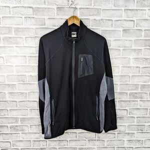 ICEBREAKER Men's Full zip Wool Merino GT Atom Jacket Black Gray size Large